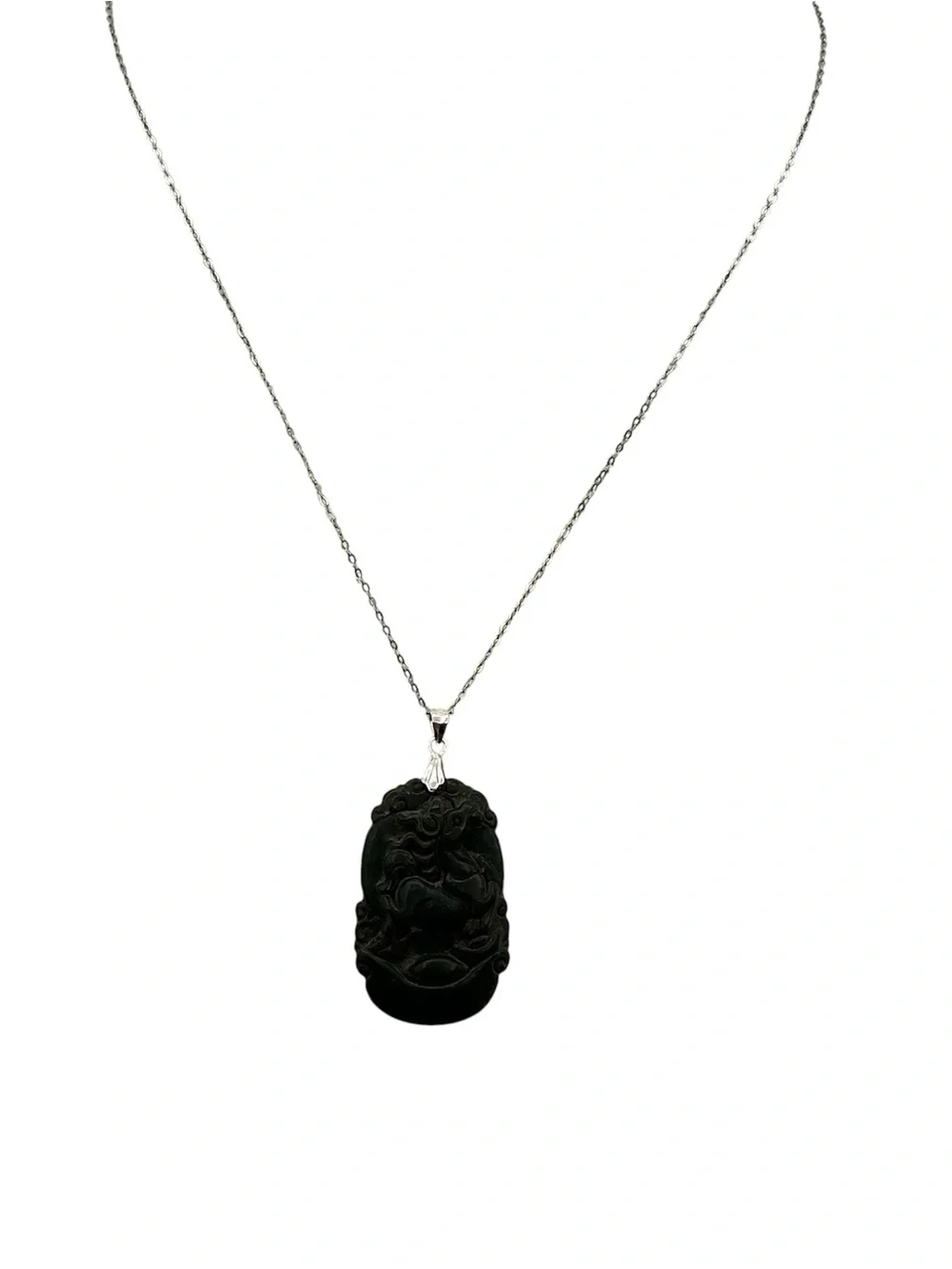 Unisex Horse Jade Sterling 925 Necklace